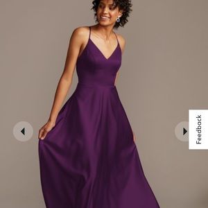 David’s Bridal Satin Bridesmaid Dress in Plum